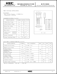 KTC2800 datasheet: NPN transistor for high voltage applications KTC2800