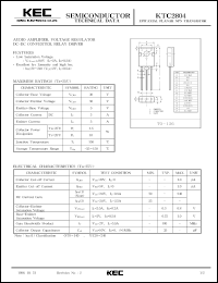 KTC2804 datasheet: NPN transistor for audio amplifier, voltage regulator, DC-DC converter and relay driver applications KTC2804