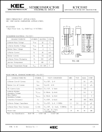 KTC3192 datasheet: NPN transistor for high frequency amplifier applications and HF, VHF band amplifier applications KTC3192