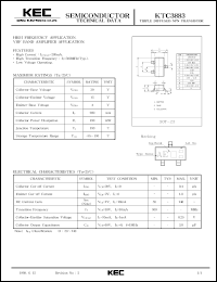 KTC3883 datasheet: NPN transistor for high frequency applications and VHF band amplifier applications KTC3883