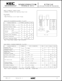 KTD1146 datasheet: NPN transistor for high current applications and camera strobo applications KTD1146