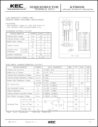 KTD600K datasheet: NPN transistor for low frequency power amplifier medium speed switching applications KTD600K