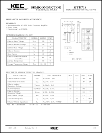 KTD718 datasheet: NPN transistor for high power amplifier applications KTD718