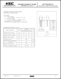 KTN2222A datasheet: NPN transistor for general purpose and switching applications KTN2222A