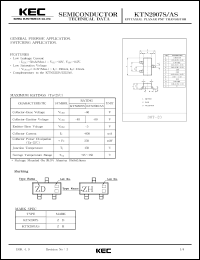 KTN2907AS datasheet: PNP transistor for general purpose and switching applications KTN2907AS