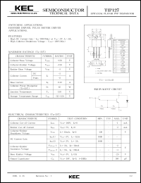 TIP127 datasheet: NPN transistor for switching applications, hammer driver and pulse motor driver applications TIP127
