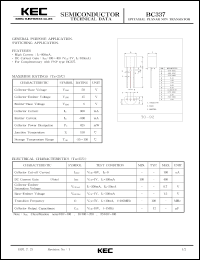 BC337 datasheet: NPN transistor for general purpose and switching applications BC337