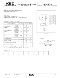 BC846A datasheet: NPN transistor for general purpose and switching applications BC846A