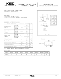 BC847C datasheet: NPN transistor for general purpose and switching applications BC847C