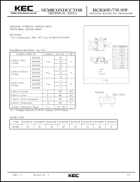 BC857BW datasheet: PNP transistor for general purpose and switching applications BC857BW