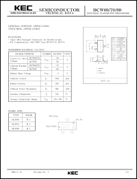 BCW70 datasheet: PNP transistor for general purpose and switching applications BCW70