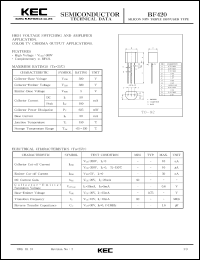 BF420 datasheet: NPN transistor for high voltage switching and amplifier applications, color TV chroma output applications BF420