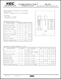 BF421 datasheet: PNP transistor for high voltage switching and amplifier applications, color TV chroma output applications BF421