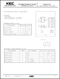 KDS112 datasheet: Silicon diode for VHF tuner band switch applications KDS112