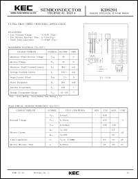 KDS201 datasheet: Silicon diode for ultra high speed switching applications KDS201