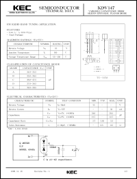 KDV147D datasheet: Silicon diode for FM radio band tuning applications KDV147D