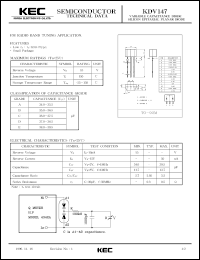 KDV147E datasheet: Silicon diode for FM radio band tuning applications KDV147E