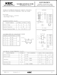 KDV804DM datasheet: Variable capacitance diode (VCO) for tuning of separate resonant circuit and push-pull circuit in FM range, especially for car audio KDV804DM