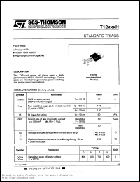 T1213SH datasheet: 700V standard triac T1213SH