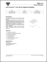 TDSL1160 datasheet: Low-curr. red (635 nm) 7-segment display TDSL1160