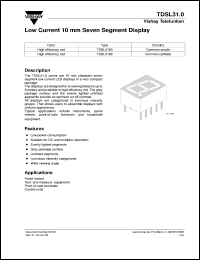 TDSL3150 datasheet: Low-curr. red (635 nm) 7-segment display, 10 mm / 3.94 inch, viewing distance up to 6 meter TDSL3150