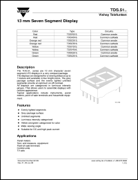 TDSO5150 datasheet: High-eff. red (635 nm) 7-segment display, 13 mm / 5.12 inch, Viewing distance up to 7 meter TDSO5150
