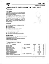 TSAL5100 datasheet: Extended power IR emitter TSAL5100