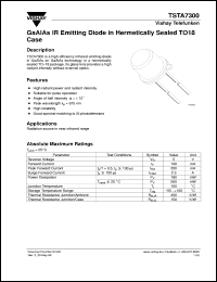 TSTA7300 datasheet: High performance GaAlAs 870 nm IR emitter diode TSTA7300