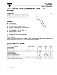 TSUS5402 datasheet: GaAs 950 nm standard IR emitter TSUS5402