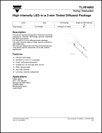 TLHF4600 datasheet: Standard Softorange(610nm) LED TLHF4600