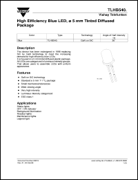 TLHB5400 datasheet: Standard Blue(428nm) LED TLHB5400