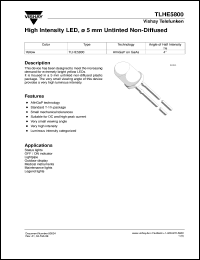 TLHE5800 datasheet: Standard Yellow(590nm) LED TLHE5800