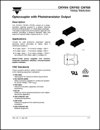 CNY65 datasheet: Opto isolator for safety application CNY65