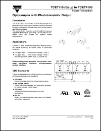 TCET4100 datasheet: Opto isolator for safety application TCET4100