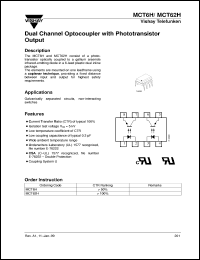 MCT6H datasheet: Opto isolator for standard application MCT6H