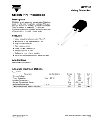 BPW83 datasheet: Photo PIN diode BPW83