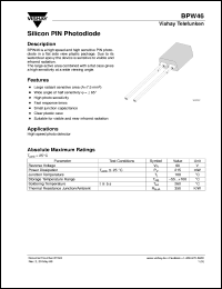 BPW46 datasheet: Photo PIN diode BPW46