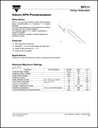 BPV11 datasheet: Photo transistor BPV11