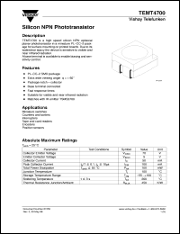 TEMT4700 datasheet: Photo transistor TEMT4700