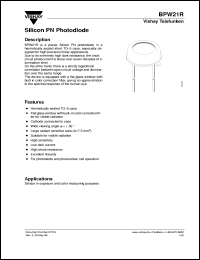 BPW21R datasheet: Photo Darlington transistor for optical sensors with high sensitivity BPW21R