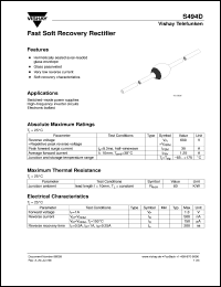S494D datasheet: Fast recovery rectifier for general purpose applications for power conversion S494D