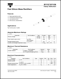 BYV38 datasheet: Fast recovery rectifier for general purpose applications for power conversion BYV38