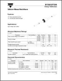 BY268 datasheet: Fast recovery rectifier for general purpose applications for power conversion BY268