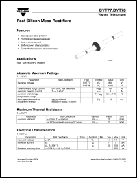 BYT77 datasheet: Fast recovery rectifier for general purpose applications for power conversion BYT77