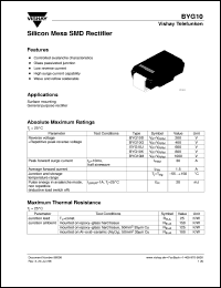 BYG10D datasheet: Standard recovery rectifier for general purpose applications for power conversion BYG10D