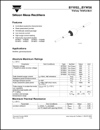 BYW52 datasheet: Standard recovery rectifier for general purpose applications for power conversion BYW52