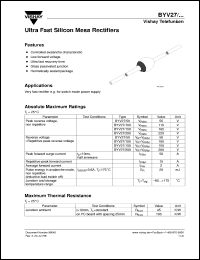 BYV27-100 datasheet: Ultra fast recovery rectifier for general purpose applications for power conversion BYV27-100