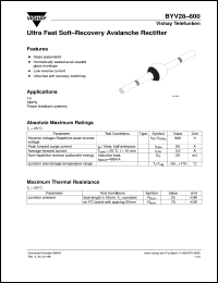 BYV28-600 datasheet: Ultra fast recovery rectifier for general purpose applications for power conversion BYV28-600