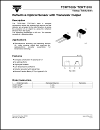 TCRT1000 datasheet: Reflective optical sensor TCRT1000