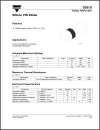 S391D datasheet: Small signal PIN diode for attenuation of input signals in RF front-end circuits S391D